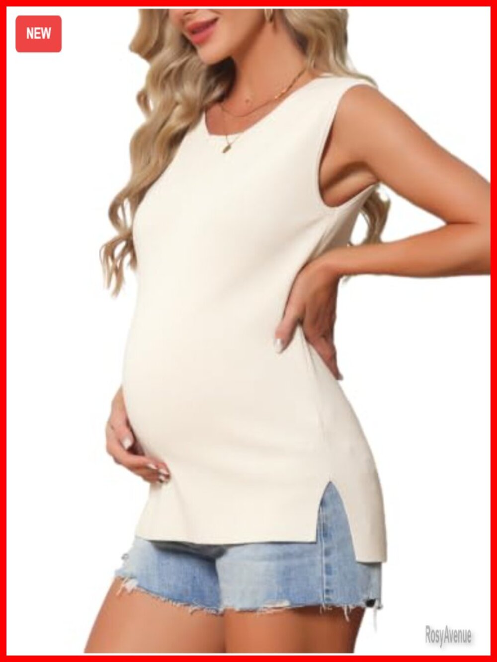 Maternity Tank Top Sleeveless Ribbed Knit Pullover Pregnancy Basic Summer